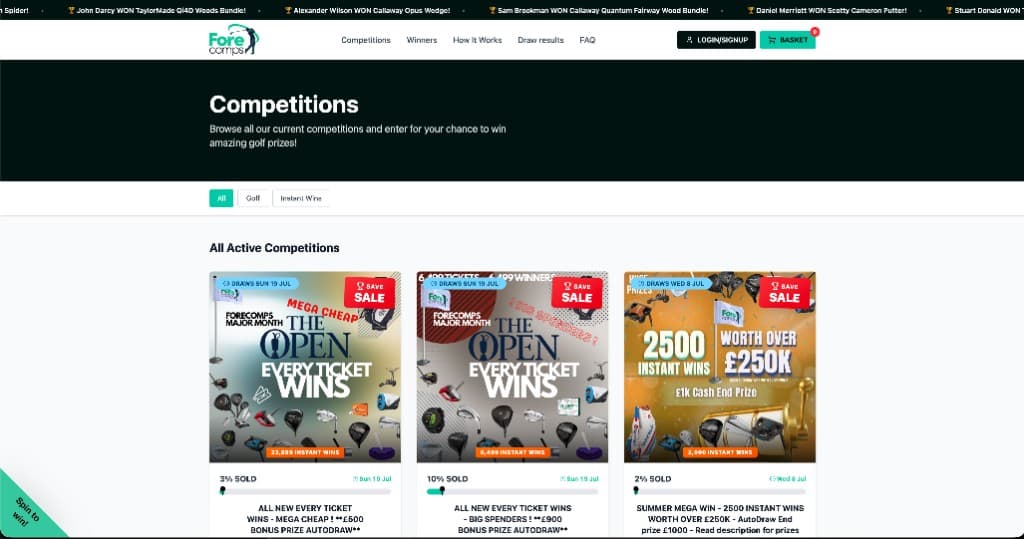 Forecomps active competitions listing